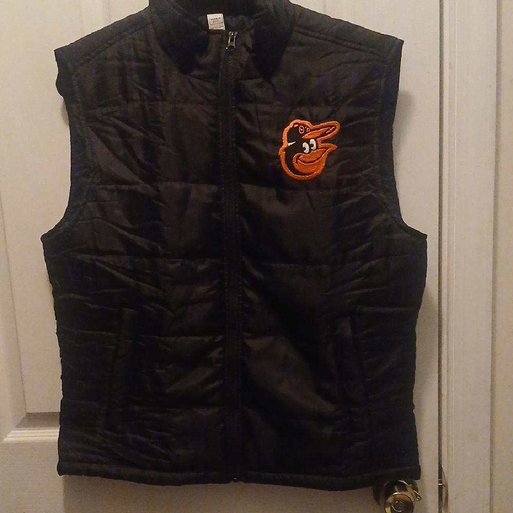 Black Quilted Vest with Embroidered ORIOLES Logo